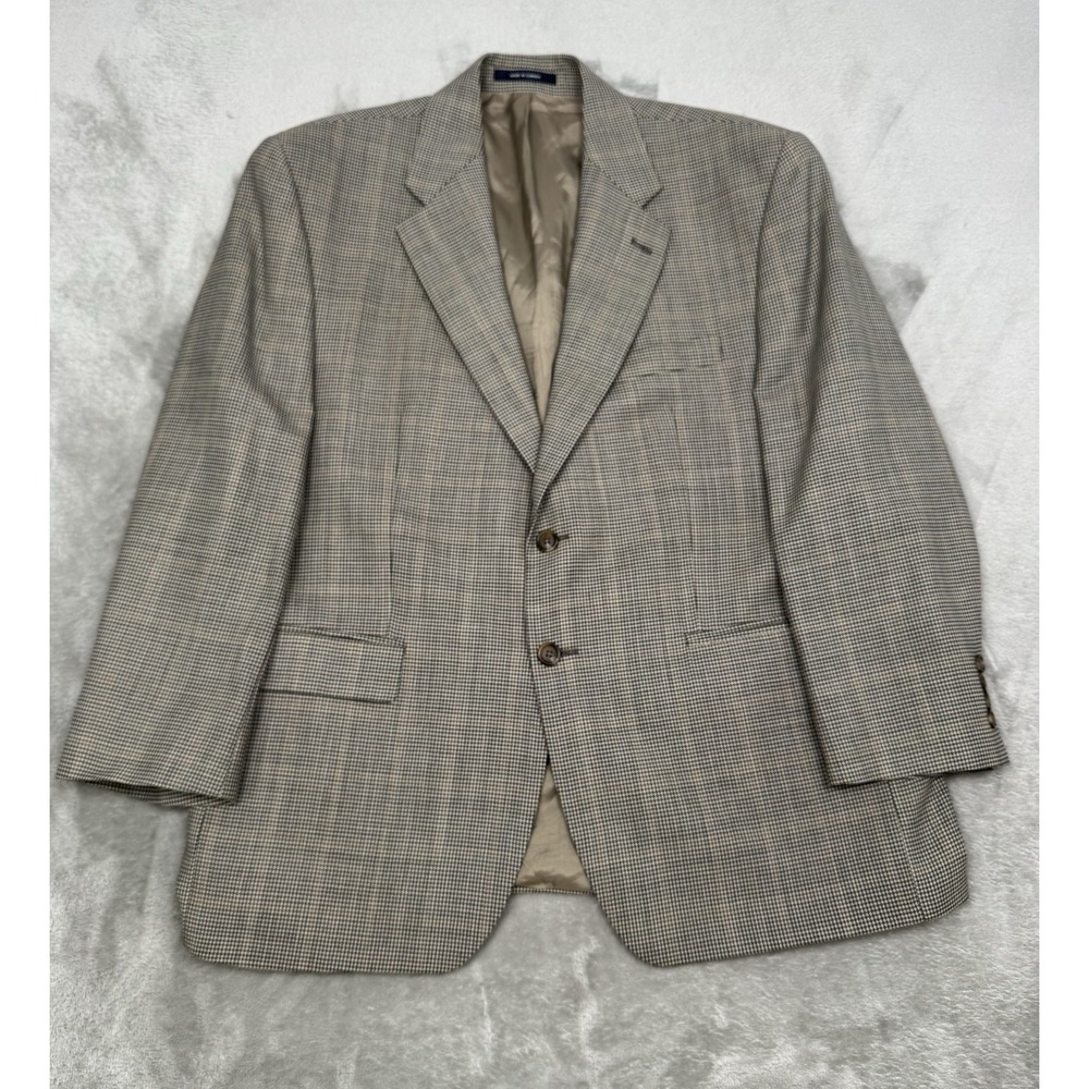 Vintage Chaps Ralph Lauren Sport Coat Mens 46R Houndstooth Plaid Wool 90s Canada